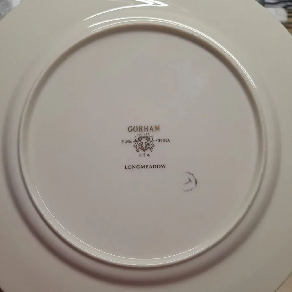 Gorham Long Meadow China Dinner Plate Replacement 10.5 Inch Gold Flowers USA Rou